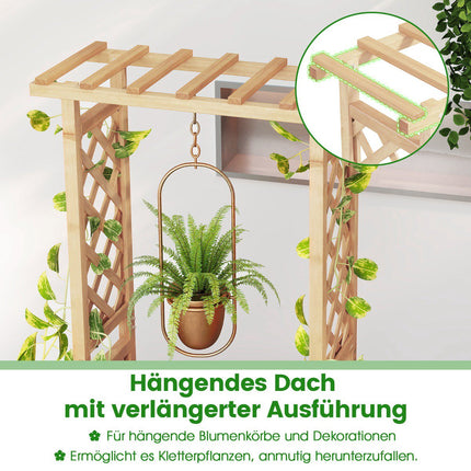 Wooden Raised Planter with Trellis and Drainage Holes