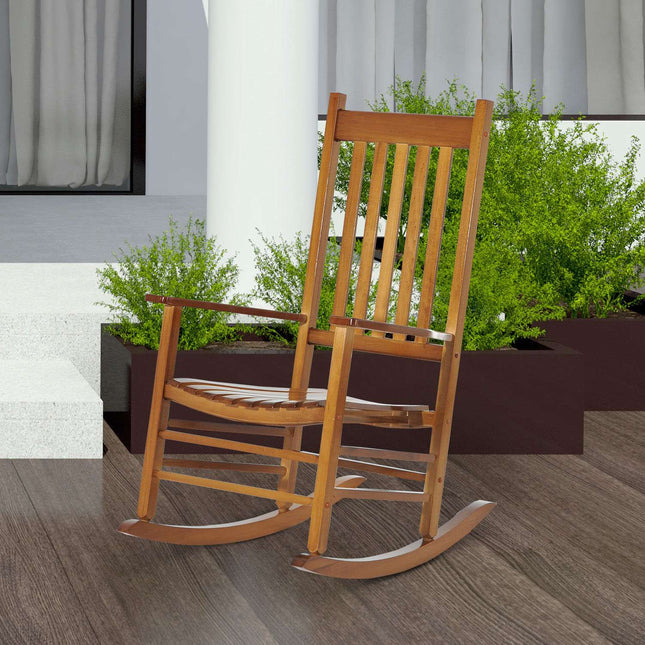Houten Schommelstoel Met Armleuning Schommelstoel Relaxstoel Tuinstoel Naturel 69 X 86 X 115 Cm