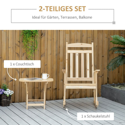 Wooden rocking chair set, high back, armrests
