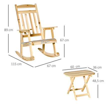 Wooden rocking chair set, high back, armrests
