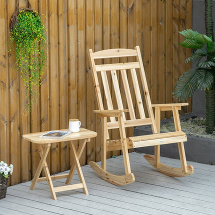 Wooden rocking chair set, high back, armrests