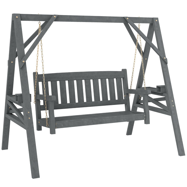 Wooden Rocking Chair for 2, Ergonomic, Grey, 250kg Capacity