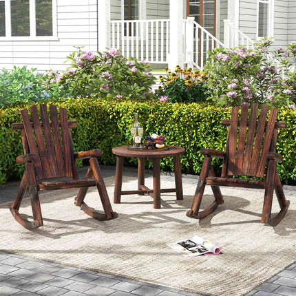 Wooden Rocking Chair with High Backrest and Slatted Seat