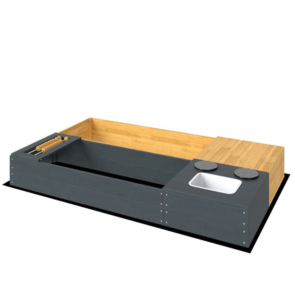 Wooden Sandbox with Bench and Storage, 150x90cm