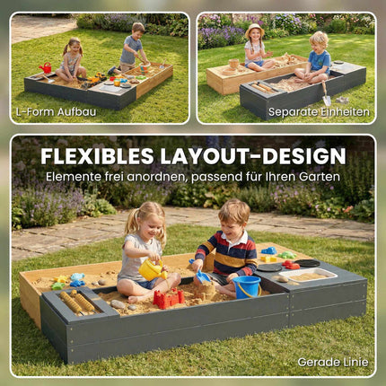 Wooden Sandbox with Bench and Storage, 150x90cm