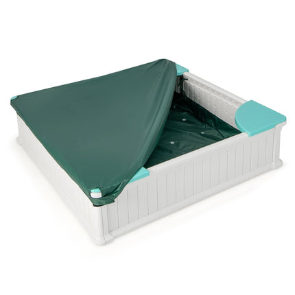 Wooden Sandbox with Cover & Seats, 123.5 cm, White
