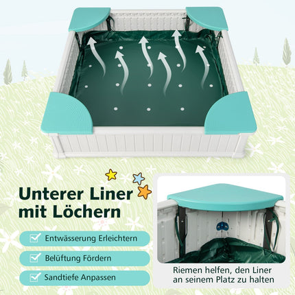 Wooden Sandbox with Cover & Seats, 123.5 cm, White