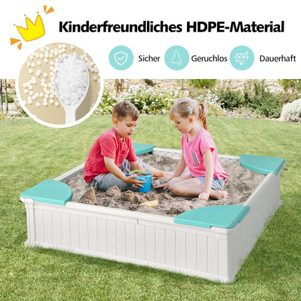 Wooden Sandbox with Cover & Seats, 123.5 cm, White