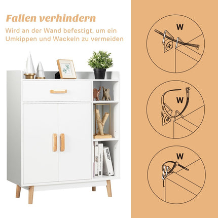 Wooden Sideboard with Drawer and Adjustable Shelves