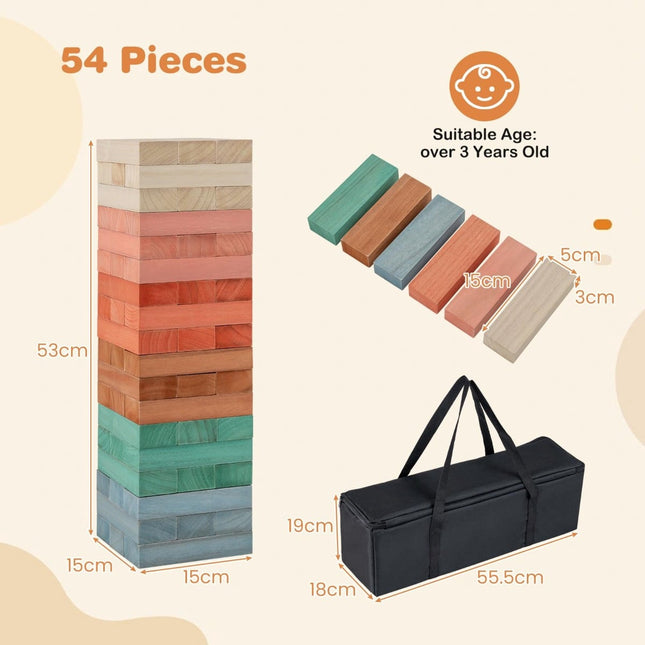 Wooden Stacking Game, 54 Pieces, Multicolor, Ages 3+