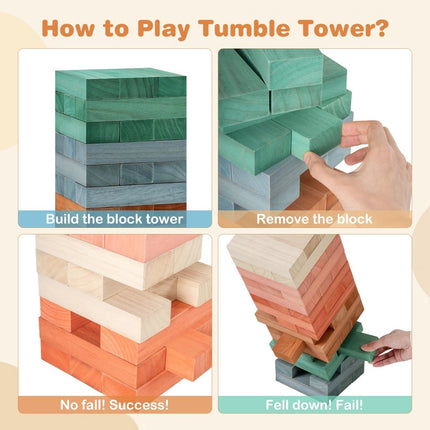 Wooden Stacking Game, 54 Pieces, Multicolor, Ages 3+