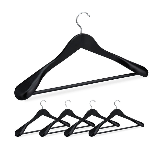 Houten kledinghangers, set van 5, 360° draaibare haken
