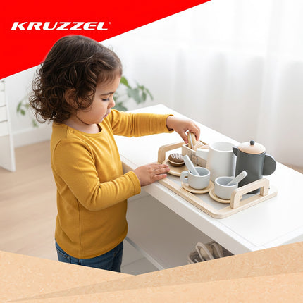 Wooden Tea Set for Kids – 16-Piece Play Set