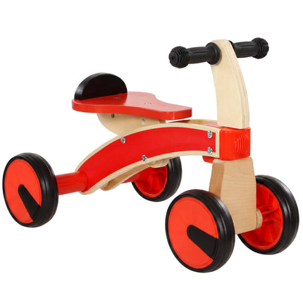 Wooden Toddler Ride-On Car, Red, EVA Wheels, Ages 2-3