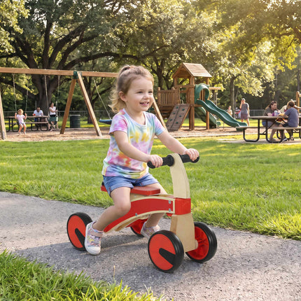 Wooden Toddler Ride-On Car, Red, EVA Wheels, Ages 2-3