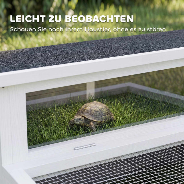 Wooden Tortoise House with Run, 113x106.5x44.5 cm, Grey