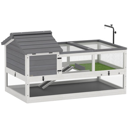 Wooden Tortoise House with Two Levels and Lamp Holder