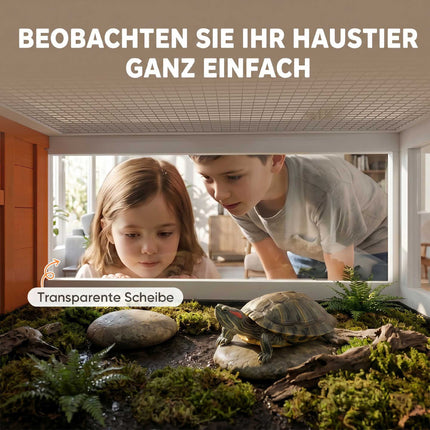 Wooden Tortoise House with Viewing Window and Lid, 104x53x82 cm