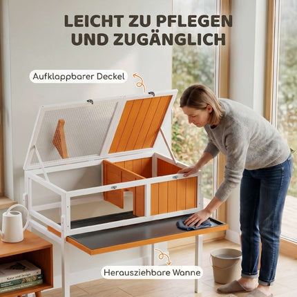 Wooden Tortoise House with Viewing Window and Lid, 104x53x82 cm