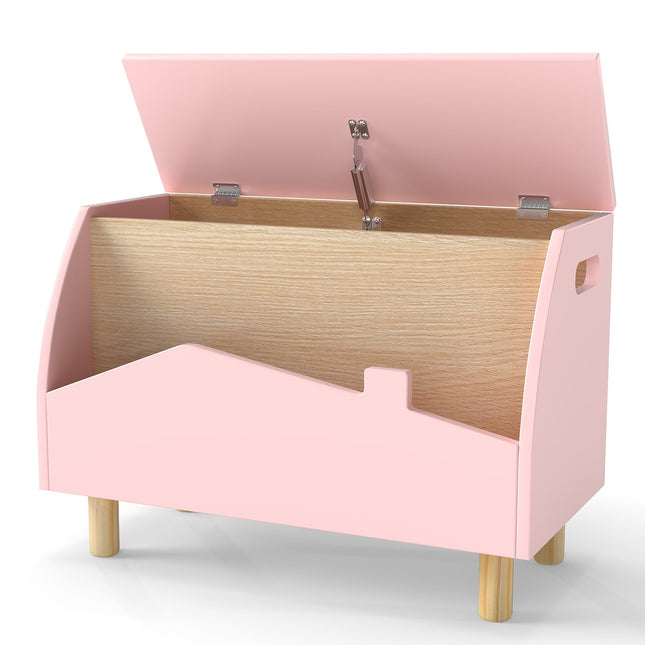 Wooden Toy Box with Shelf, Pink, 60 x 30 x 44 cm