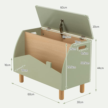 Wooden Toy Storage Chest with Shelf – Green
