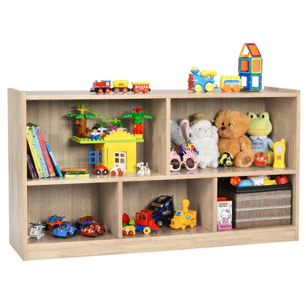 Wooden Toy Storage Shelf with 5 Compartments, 111x30x61.5 cm