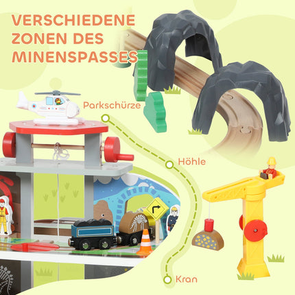 Wooden Train Set, 79 Pieces, 4 Levels, Expandable