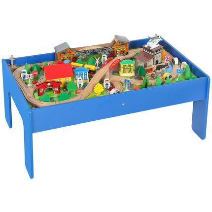 Wooden Train Set Table, 108 Pieces, Removable Top, 98x60.5x40 cm