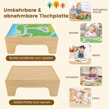 Wooden Train Table Set with Reversible Top, 84 Pieces