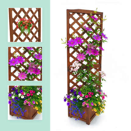 Wooden Trellis Planter Box 180cm – Brown