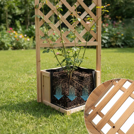 Wooden Trellis Planter Box, 180 cm, Natural Finish