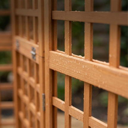 Wooden Trellis Screen, Light Brown, Small, 3 Panels