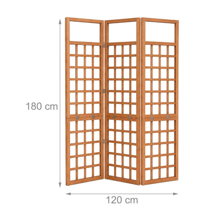 Wooden Trellis Screen, Light Brown, Small, 3 Panels