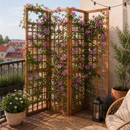 Wooden Trellis Screen, Medium, Brown Fir, 4 Panels