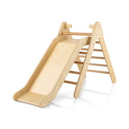 Wooden Triangle Climbing Set with Slide for Kids