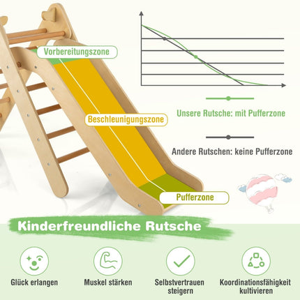 Wooden Triangle Climbing Set with Slide for Kids