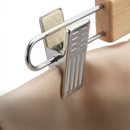Wooden Trouser Hangers, 10-Pack, Swivel Hook, Adjustable Clips