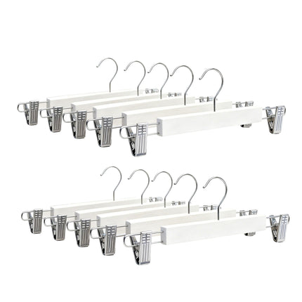 Wooden Trouser Hangers, Set of 10 with Swivel Hooks