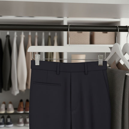 Wooden Trouser Hangers, Set of 10 with Swivel Hooks