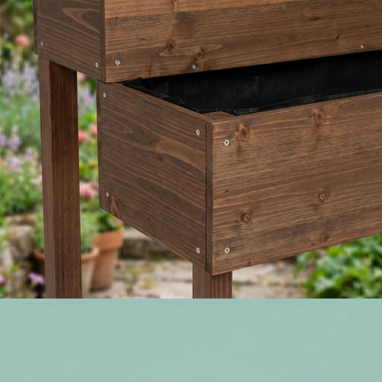 Wooden Two-Tier Planter With Trellis, Raised Beds