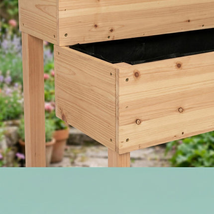 Wooden Two-Tier Planter With Trellis, Raised Beds