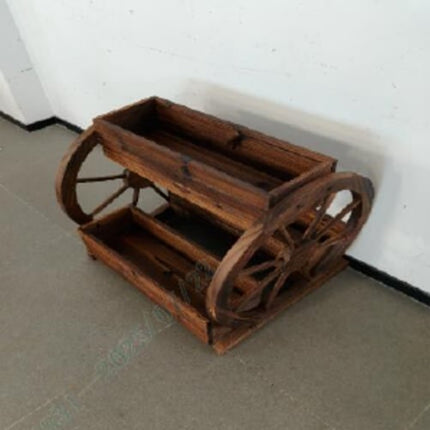 Wooden Wagon Planter, 3-Tier 3-Box, Drainage Holes