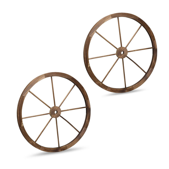 Wooden Wagon Wheels, 75 cm, Set of 2, Rustic Decor