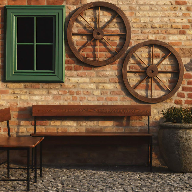 Wooden Wagon Wheels, 75 cm, Set of 2, Rustic Decor