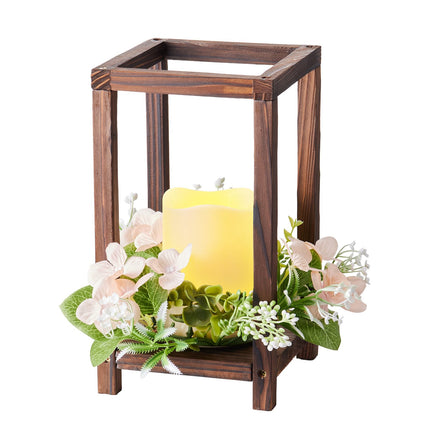 Wooden Wedding Lantern Centerpieces Set of 20 with LED, Wreaths