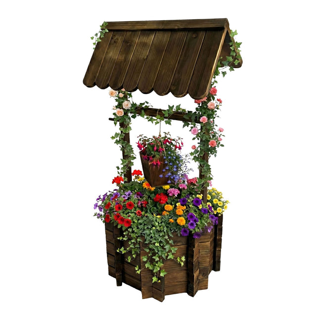 Houten wensput met draaihendel en emmer