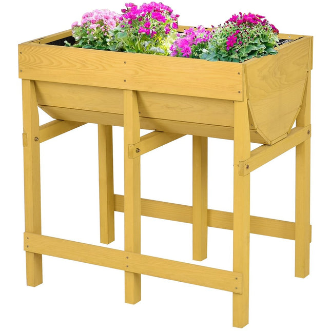 Wooden Yellow Raised Bed Flower Bed Planter Box