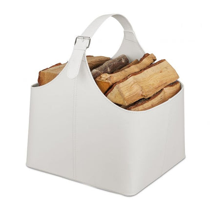 Wooden basket Imitation leather Cream White