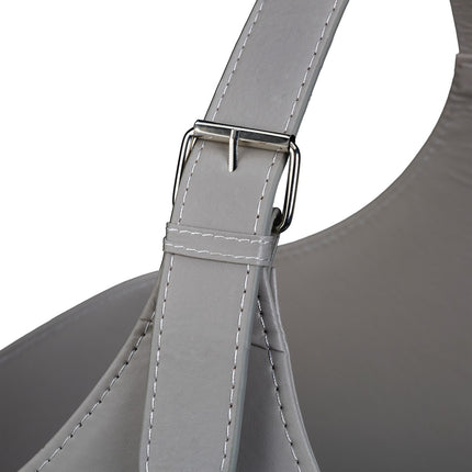 Wooden basket Imitation leather Dark grey