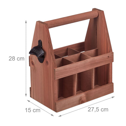 Wooden beer holder with bottle opener